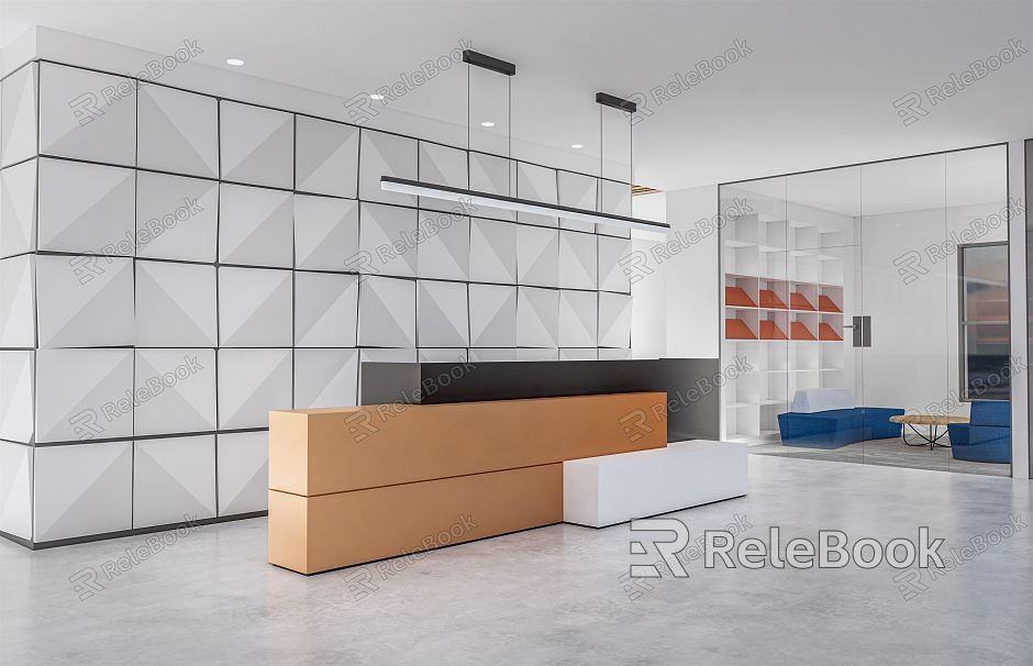 Modern Front Desk Company Lobby Company Front Desk Front Desk Front Desk Background Wall Reception Desk Reception Area Company Rest Area model