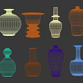 Decorative Ceramic Vessels With Various Shapes Soft Colors And Textured Surfaces