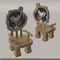 Wooden Children's Chairs With Cartoon Animal Head Backrest And Red Eyes Design