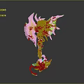 Fantasy Weapon Axe with Green Yellow Dragon Design Intricate Handle and Golden Blade