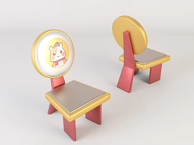 Modern children's chair wooden children'stool 3d model