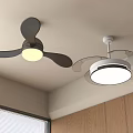 Modern Air Conditioner Fan With Ceiling Mounted Black White Design And Integrated Lights 3d model