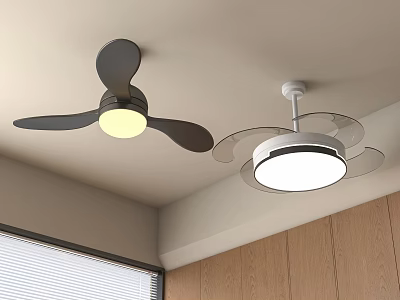 Modern Air Conditioner Fan With Ceiling Mounted Black White Design And Integrated Lights 3d model