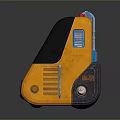 Orange Electronic Mobile Robot With Black Front Panel Top Lights Side Vents And Wheels
