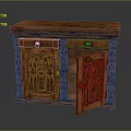 Wooden Entryway Cabinet Sideboard With Carved Details And Open Door Storage Space