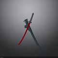 Crossed Swords With Blue Hilt Silver Blade And Red Glowing Effect