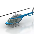 Blue Single Rotor Helicopter With Transparent Cockpit Tail Rotor And Landing Gear Structure