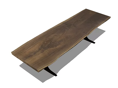 Wooden Rectangle Coffee Table with Natural Wood Grain and Black Legs Design 3d model