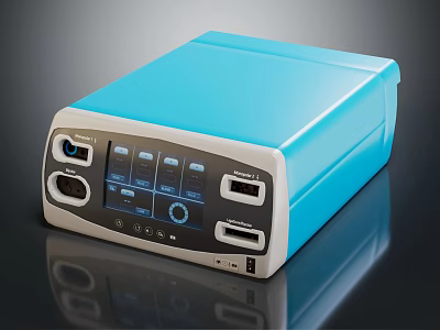 Modern Blue Medical Device With Display Screen And Control Panel Ports 3d model