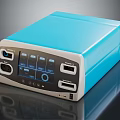Modern Blue Medical Device With Display Screen And Control Panel Ports