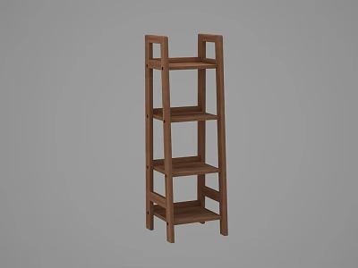 Wooden Storage Shelf with Multiple Tiers for Home Organizing and 3d model