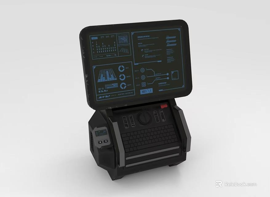 Commercial Equipment With Touchscreen Display Showing Data Charts And Integrated Keyboard 3d model 