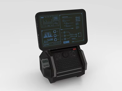 Commercial Equipment With Touchscreen Display Showing Data Charts And Integrated Keyboard 3d model