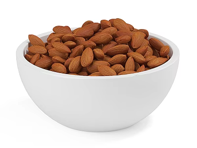Fresh Almonds Filled in White Ceramic Bowl for Healthy Snack Option 3d model