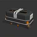 Modern Tech Component With Gray Main Body Top Orange Openings And Middle White Stripe