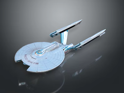 Detailed Star Trek Enterprise Starship Model With Disc Hull And Twin Engines 3d model