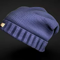 Blue Knitted Hat With Soft Texture And Golden Metal Buckle Detail Design