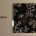 Abstract Painting With Black Background White Floral Patterns Poliform Wall Decor And Lighting
