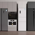 Modern Kitchen Cabinets In Various Colors With Built in Oven And Appliances