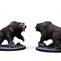 Brown Bear Figurines in Standing Pose with Detailed Design and Base