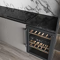 Elegant Modern Kitchen Interior With Marble Backsplash Central Island And Wine Storage Cabinets 3d model