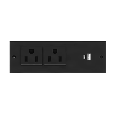 Modern Black Switch Panel With Double Socket And USB Port 3d model
