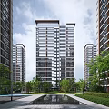 Modern High Rise Residential Building Exterior With Glass Curtain Walls Balconies And Green Lawn Trees