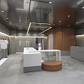 Modern Clothing Store Interior With Wooden Racks And White Counter Design
