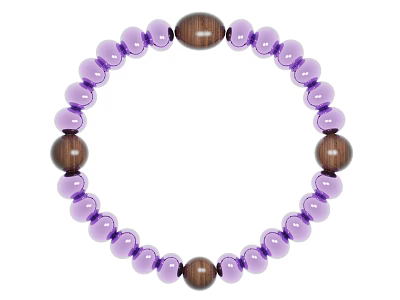 Purple Beaded Bracelet With Wooden Accent Beads Elegant Fashion Jewelry Style 3d model