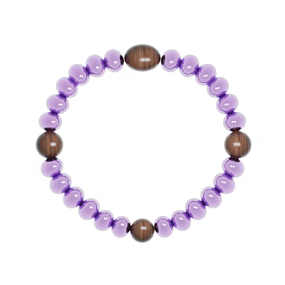 Purple Beaded Bracelet With Wooden Accent Beads Elegant Fashion Jewelry Style 3d model