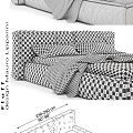 Elegant Modern Bonaldo Single Bed With Gray Upholstered Headboard And Beige Blanket