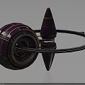 Purple Futuristic Sci Fi Equipment With Circular Ring Conical Tower Metallic Texture 3d model