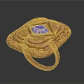 Classic Elegant Golden Carved Ring Featuring Blue Gemstone And Intricate Design