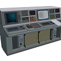 Industrial Control Console With Multiple Displays Control Panels Buttons And Interface 3d model
