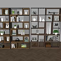 Antique Solid Wood Bookshelf New Chinese-style Multi-layer Storage Rack Floor-standing Hollow Decorative Bookshelf 3d model