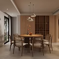 Log Guest Restaurant Original Wood Style Sofa Combination Dining Table TV Cabinet without Main Lamp 3d model