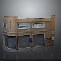 Two Story Brick Red Building With Roll Up Doors Windows And Red Graffiti