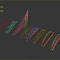 Geometric Architectural Framework Sketches Featuring Multiple Linear Bridge Structures Models