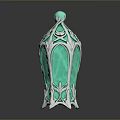 Elegant Green Vase With Intricate Silver Filigree And Top Green Gemstone