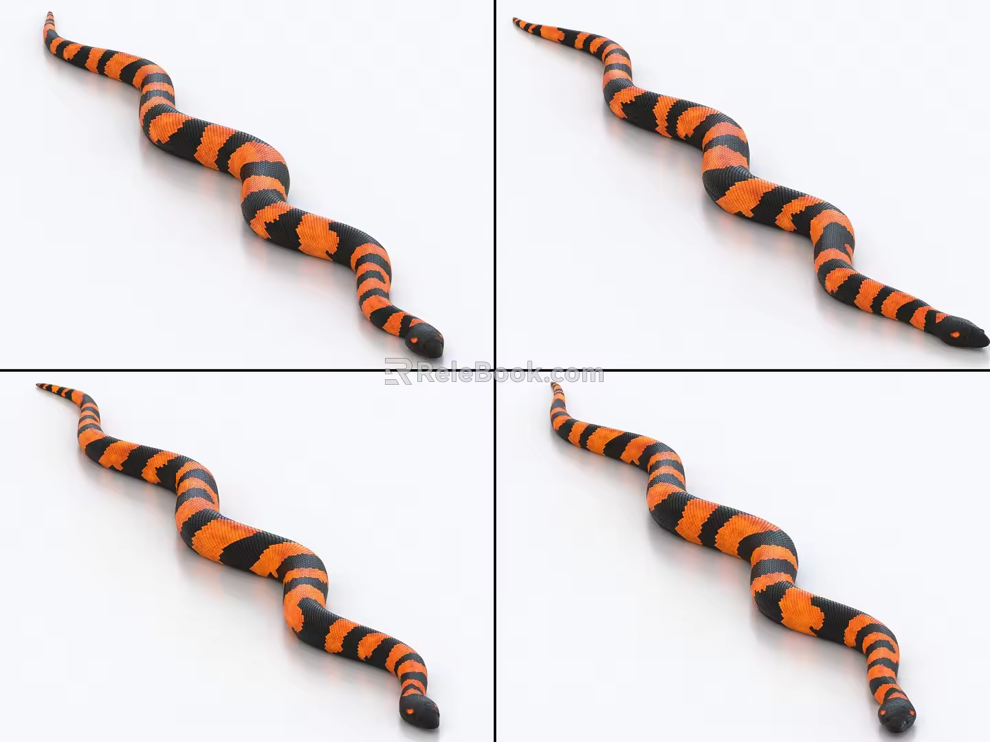 Viper with Binding and Crawling Animated Python Sea Snake Bismarck Ringed Python 3d model