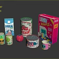 Assorted Beverages Including Milk Canned Drinks Juice With Colorful Packaging And Cup