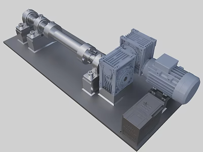 Industrial Equipment Featuring Cylindrical Component Motor Reducer Mechanical Drive and Steel Base 3d model