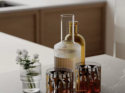 Ornaments Combination Ornaments Water Glass Wine Glass Plant 3d model
