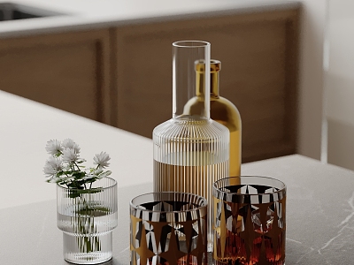 Ornaments Combination Ornaments Water Glass Wine Glass Plant 3d model