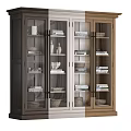 Classic Wooden Bookcase With Glass Doors And Decorative Books Vases Bowls