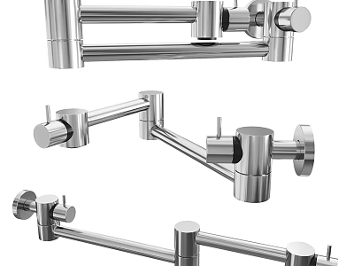 Stainless Steel Hardware Tools with Adjustable Bars Knob Fittings and Metal Brackets 3d model