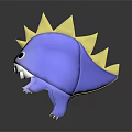 Blue Cartoon Monster Hat Design With Yellow Spikes Big Eyes And Sharp Teeth