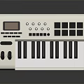 Professional Electronic Musical Instrument Keyboard With White Body Black Keys Knobs And Display Screen 3d model