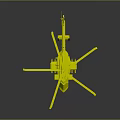 Modern Gray Helicopter 3D Model With Multiple Rotors And Orange Details