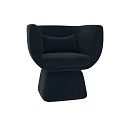 Modern Blue Fabric Leisure Chair with Curved Backrest Round Base and Comfortable Cushion